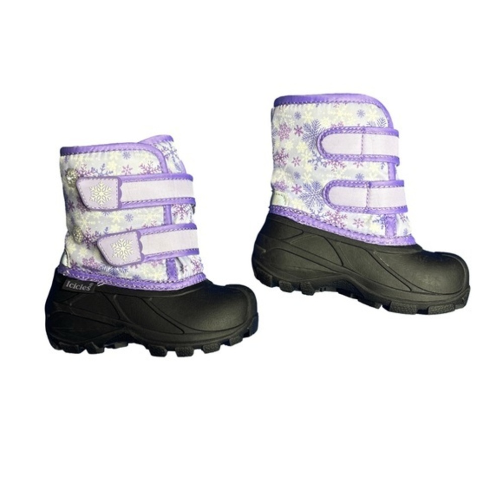 ⭐️ NWT- Icicles Purple and Black Snow Boots that Light Up- size 7